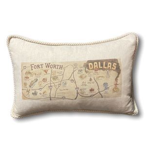 Juniper Road Collection- Dallas Fort Worth Map Lumbar Pillow